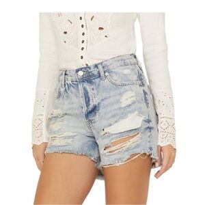 FREE PEOPLE Maggie Light  Stone Distressed Shorts